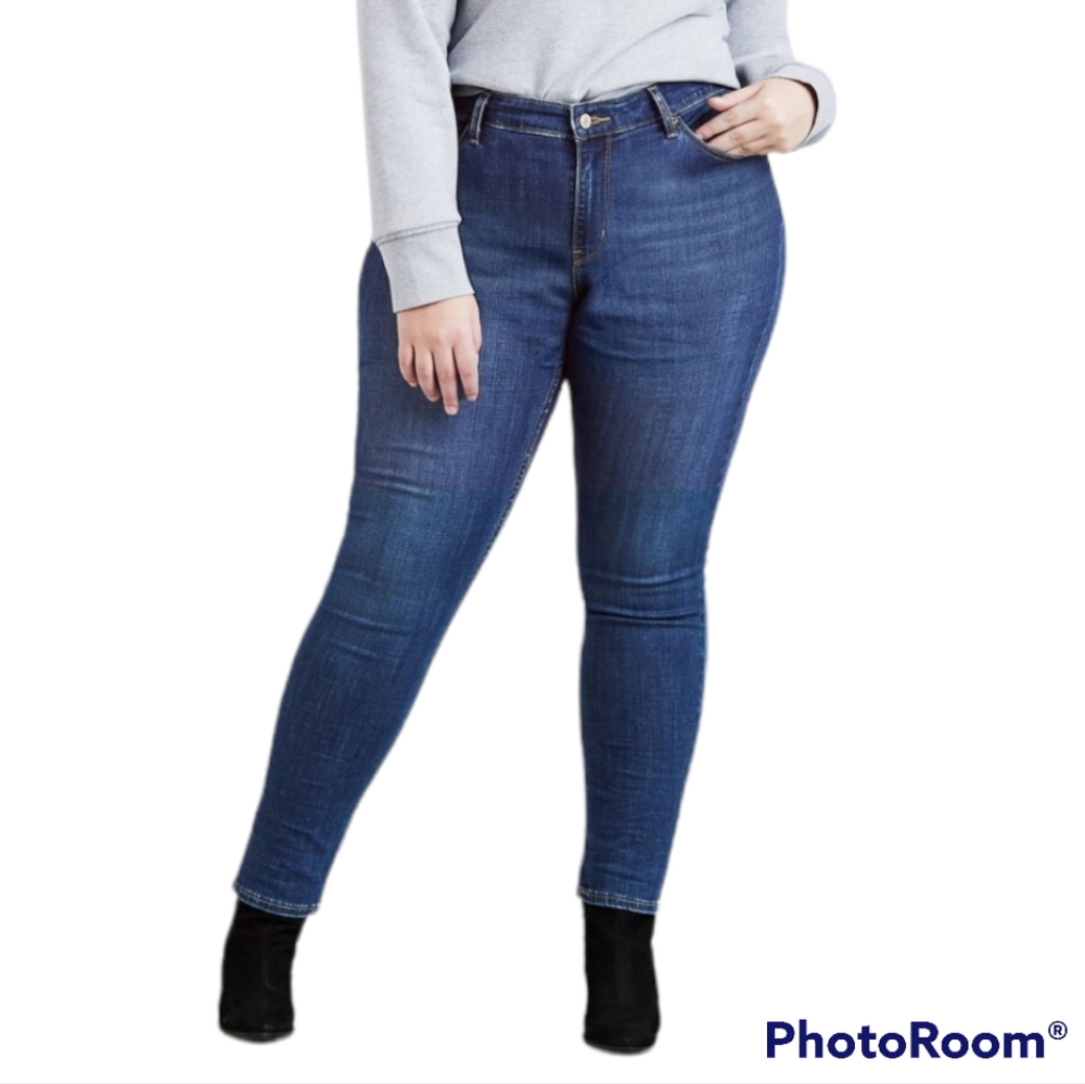 Levi's 711 Skinny indigo wash zippered leg with bow accent 18w